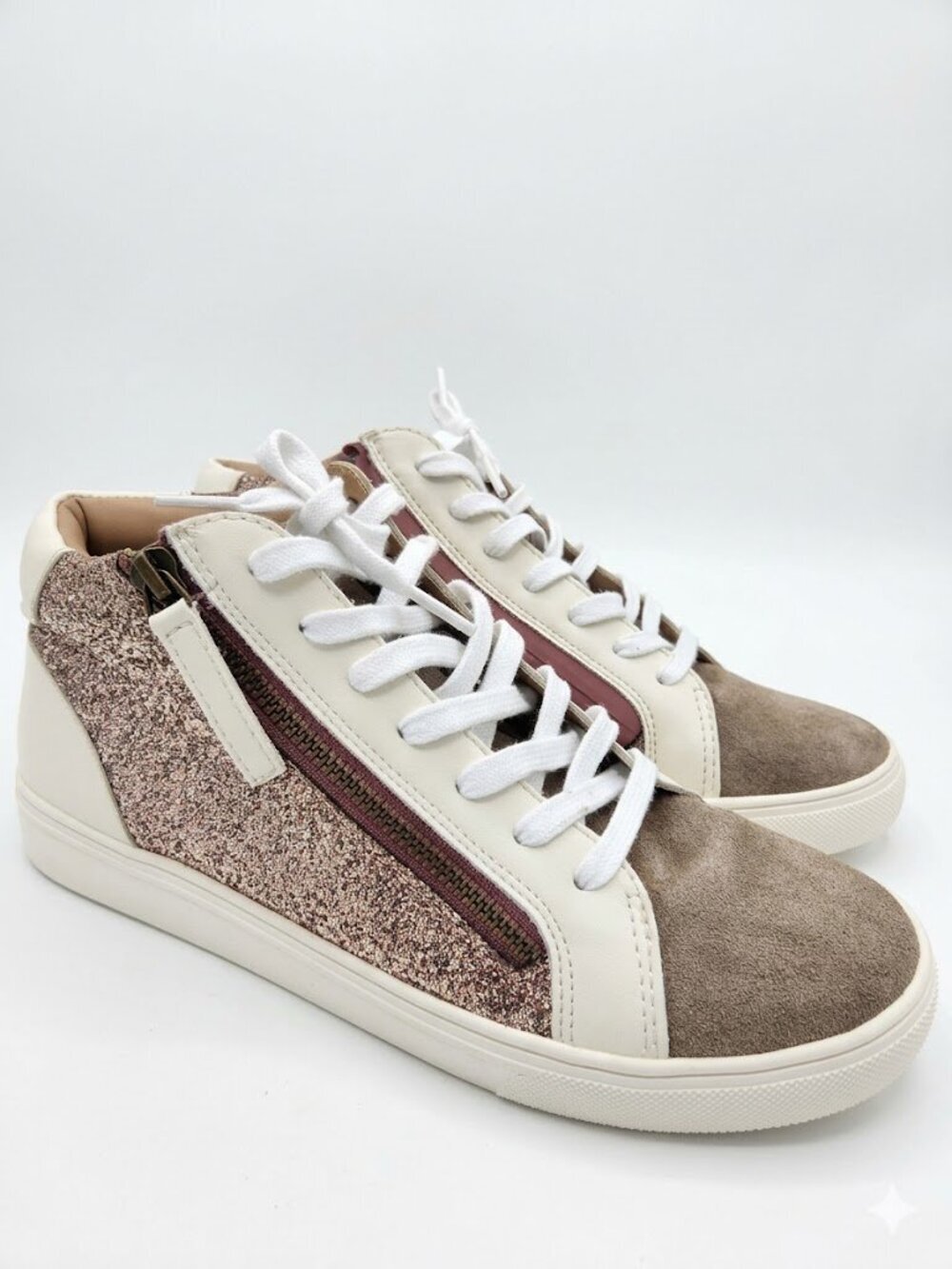 ​Blondo Giana Waterproof Glitter Sneakers - White/Rose Gold - Size 9M